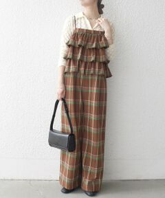 SHIPS / シップス サロペット・オールインワン | SHIPS any:〈洗濯機可能〉チェック フリル ティアード サロペット
