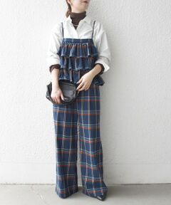 SHIPS / シップス サロペット・オールインワン | SHIPS any:〈洗濯機可能〉チェック フリル ティアード サロペット