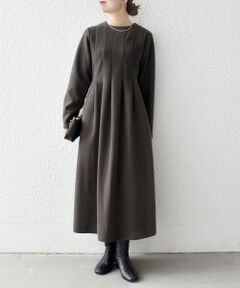 SHIPS / シップス ロング・マキシ丈ワンピース | SHIPS any: エア ニードル クルーネック タック フレア ワンピース