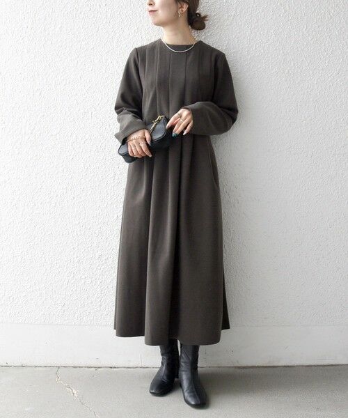 SHIPS / シップス ロング・マキシ丈ワンピース | SHIPS any: エア ニードル クルーネック タック フレア ワンピース | 詳細2