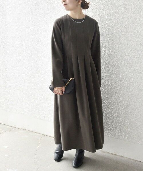 SHIPS / シップス ロング・マキシ丈ワンピース | SHIPS any: エア ニードル クルーネック タック フレア ワンピース | 詳細5