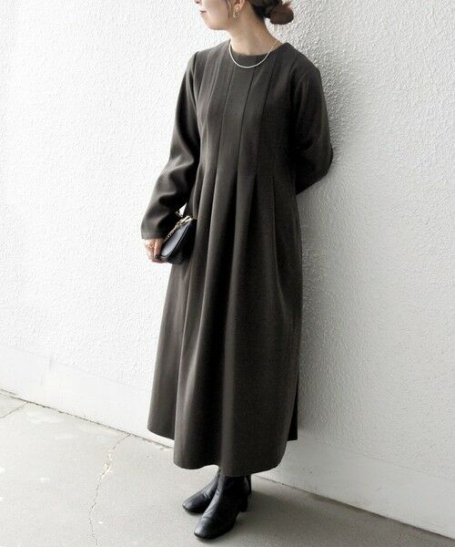 SHIPS / シップス ロング・マキシ丈ワンピース | SHIPS any: エア ニードル クルーネック タック フレア ワンピース | 詳細6