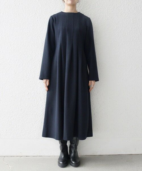 SHIPS / シップス ロング・マキシ丈ワンピース | SHIPS any: エア ニードル クルーネック タック フレア ワンピース | 詳細25