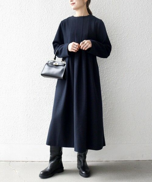 SHIPS / シップス ロング・マキシ丈ワンピース | SHIPS any: エア ニードル クルーネック タック フレア ワンピース | 詳細19