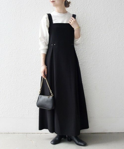 SHIPS for women/シップスウィメン SHIPS any: エア ニードル タック フレア ジャンパースカート ブラック ONE SIZE