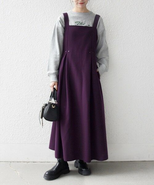 SHIPS for women/シップスウィメン SHIPS any: エア ニードル タック フレア ジャンパースカート パープル ONE SIZE