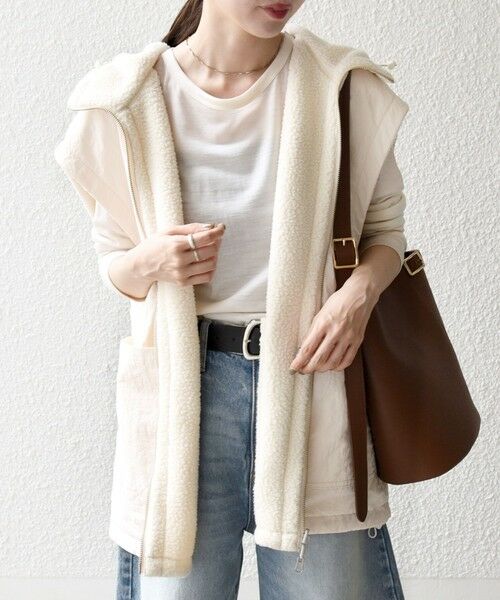 SHIPS / シップス ベスト | SHIPS any: ナイロン × ボア リバーシブル フーディー ベスト | 詳細10