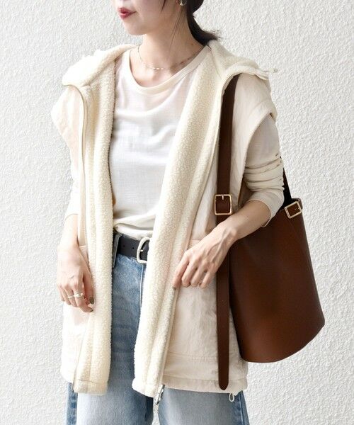 SHIPS / シップス ベスト | SHIPS any: ナイロン × ボア リバーシブル フーディー ベスト | 詳細11