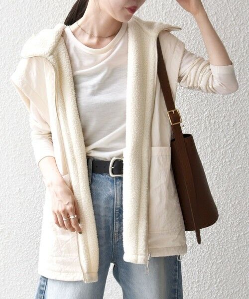 SHIPS / シップス ベスト | SHIPS any: ナイロン × ボア リバーシブル フーディー ベスト | 詳細14