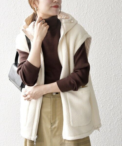 SHIPS / シップス ベスト | SHIPS any: ナイロン × ボア リバーシブル フーディー ベスト | 詳細3