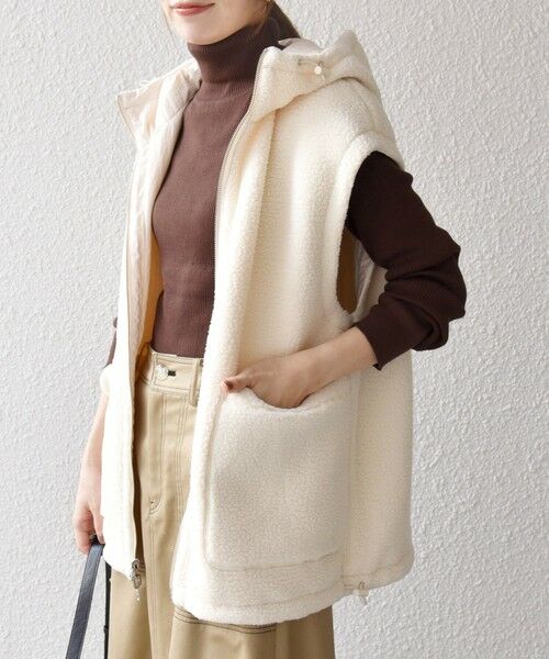 SHIPS / シップス ベスト | SHIPS any: ナイロン × ボア リバーシブル フーディー ベスト | 詳細6