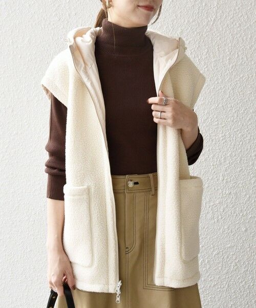 SHIPS / シップス ベスト | SHIPS any: ナイロン × ボア リバーシブル フーディー ベスト | 詳細7