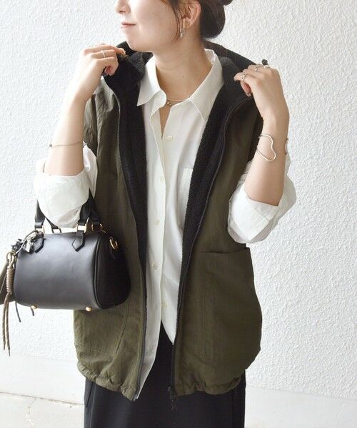 SHIPS / シップス ベスト | SHIPS any: ナイロン × ボア リバーシブル フーディー ベスト | 詳細26