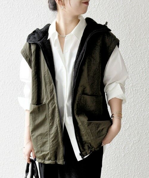 SHIPS / シップス ベスト | SHIPS any: ナイロン × ボア リバーシブル フーディー ベスト | 詳細27