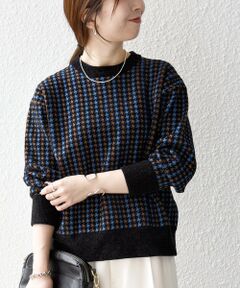 SHIPS / シップス ニット・セーター | 《一部予約》〈手洗い可能〉モールヤーン クルーネック ロゴ 千鳥柄 プルオーバー