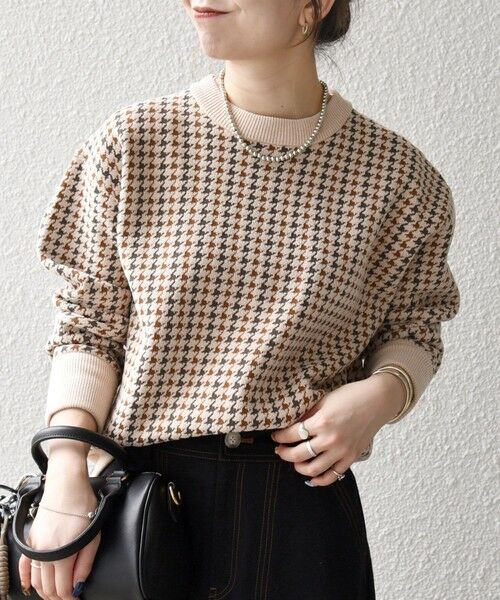 SHIPS / シップス ニット・セーター | SHIPS any:〈手洗い可能〉モールヤーン クルーネック ロゴ 千鳥柄 プルオーバー | 詳細22