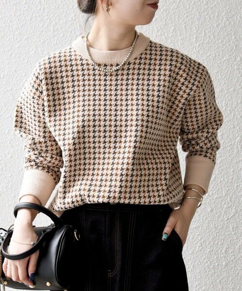 SHIPS / シップス ニット・セーター | SHIPS any:〈手洗い可能〉モールヤーン クルーネック ロゴ 千鳥柄 プルオーバー | 詳細19