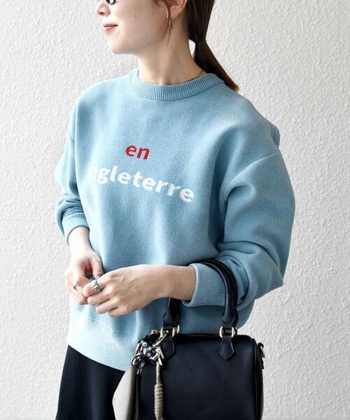 SHIPS / シップス ニット・セーター | SHIPS any:〈手洗い可能〉モールヤーン クルーネック ロゴ 千鳥柄 プルオーバー | 詳細30