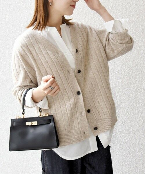 SHIPS / シップス カーディガン・ボレロ | SHIPS any:〈手洗い可能〉ヤク ワイドリブ Vネック ニット カーディガン | 詳細4