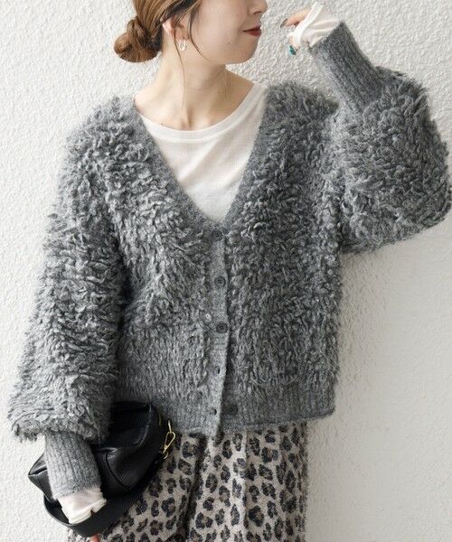 SHIPS / シップス カーディガン・ボレロ | SHIPS any: ループ ニット Vネック ショート カーディガン | 詳細12