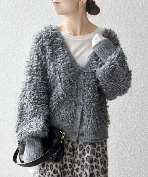 SHIPS / シップス カーディガン・ボレロ | SHIPS any: ループ ニット Vネック ショート カーディガン | 詳細17