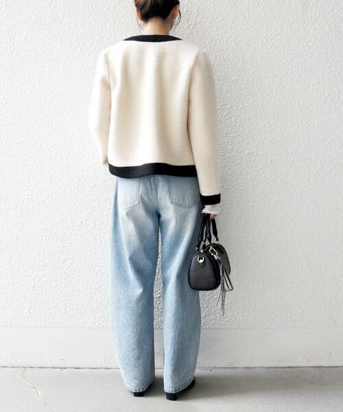 SHIPS / シップス ノーカラージャケット | SHIPS any: バイカラー クルーネック カーディガン ジャケット | 詳細2