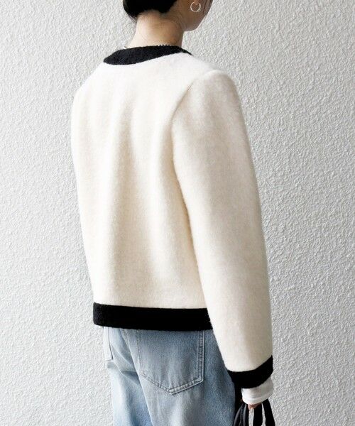 SHIPS / シップス ノーカラージャケット | SHIPS any: バイカラー クルーネック カーディガン ジャケット | 詳細6