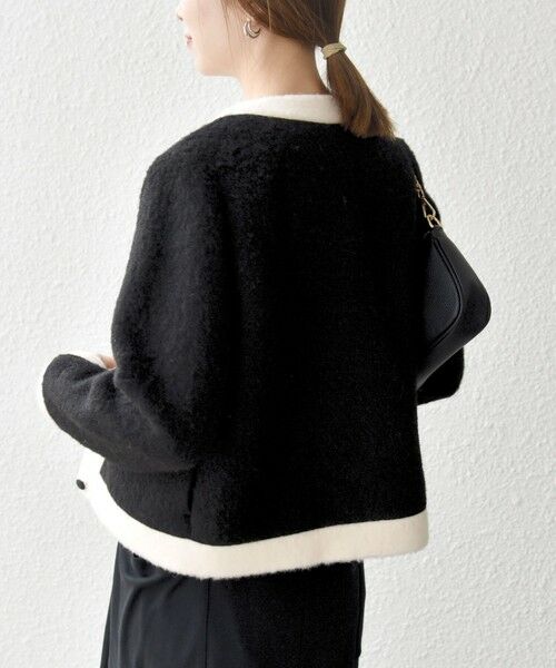 SHIPS / シップス ノーカラージャケット | SHIPS any: バイカラー クルーネック カーディガン ジャケット | 詳細20