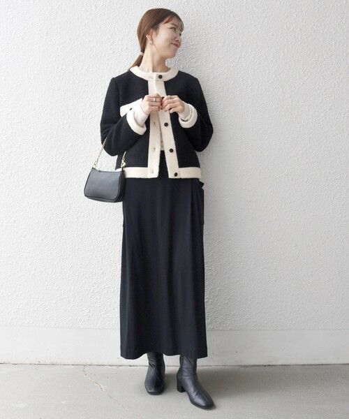 SHIPS / シップス ノーカラージャケット | SHIPS any: バイカラー クルーネック カーディガン ジャケット | 詳細15