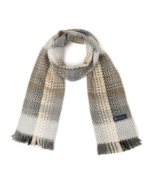 SHIPS for women/シップスウィメン P.CORNILLON:〈手洗い可能〉マルチカラー チェック ストール ホワイト ONE SIZE