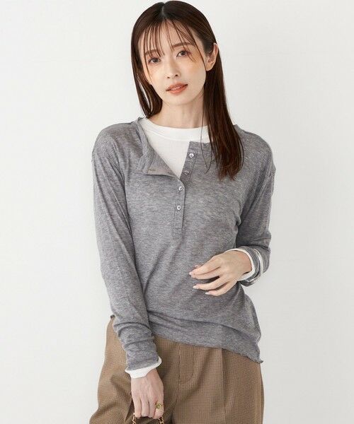 SHIPS / シップス カットソー（半袖以外） | SHIPS Colors:ウール混  天竺 ヘンリー ネック ロンT | 詳細8