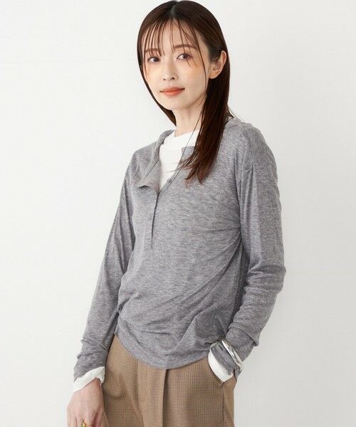 SHIPS / シップス カットソー（半袖以外） | SHIPS Colors:ウール混  天竺 ヘンリー ネック ロンT | 詳細9