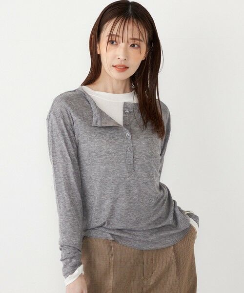 SHIPS / シップス カットソー（半袖以外） | SHIPS Colors:ウール混  天竺 ヘンリー ネック ロンT | 詳細10