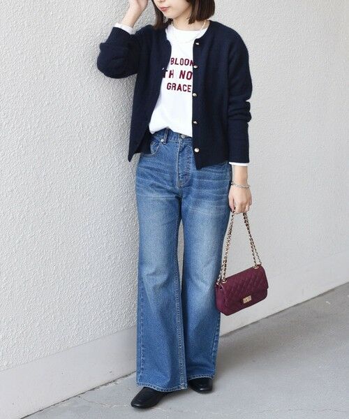 SHIPS / シップス Tシャツ | SHIPS Colors:〈洗濯機可能〉フロッキー プリント ロゴTシャツ（ロンT）◇ | 詳細24