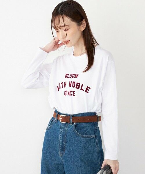 SHIPS / シップス Tシャツ | SHIPS Colors:〈洗濯機可能〉フロッキー プリント ロゴTシャツ（ロンT）◇ | 詳細25