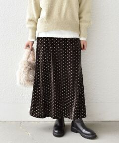 SHIPS / シップス ロング・マキシ丈スカート | SHIPS Colors:〈手洗い可能〉グリッタープリント ポリエステルベロア フレアスカート