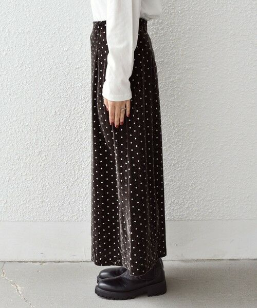 SHIPS / シップス ロング・マキシ丈スカート | SHIPS Colors:〈手洗い可能〉グリッタープリント ポリエステルベロア フレアスカート | 詳細12