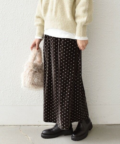 SHIPS / シップス ロング・マキシ丈スカート | SHIPS Colors:〈手洗い可能〉グリッタープリント ポリエステルベロア フレアスカート | 詳細15