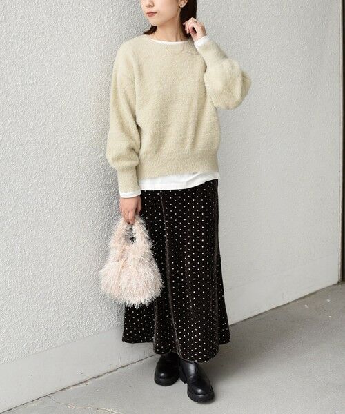 SHIPS / シップス ロング・マキシ丈スカート | SHIPS Colors:〈手洗い可能〉グリッタープリント ポリエステルベロア フレアスカート | 詳細18