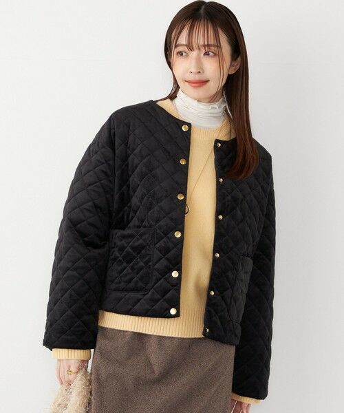 SHIPS / シップス その他アウター | SHIPS Colors:ポリエステルベロア ノーカラー キルティング ジャケット | 詳細9