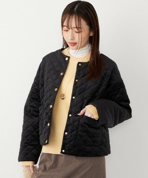 SHIPS / シップス その他アウター | SHIPS Colors:ポリエステルベロア ノーカラー キルティング ジャケット | 詳細10