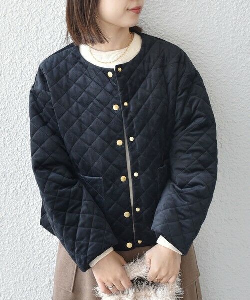 SHIPS / シップス その他アウター | SHIPS Colors:ポリエステルベロア ノーカラー キルティング ジャケット | 詳細14