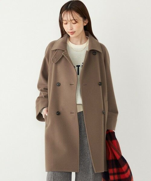 SHIPS for women/シップスウィメン SHIPS Colors:SUPER100 ラグランスリーブ ダブルボタン コート◇ ブラウン MEDIUM