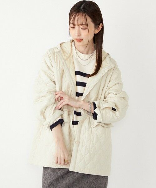 SHIPS for women/シップスウィメン SHIPS Colors:THINSULATE(TM) 中綿 キルティング フード コート◇ オフホワイト SMALL