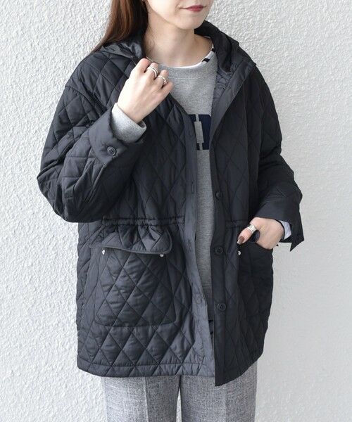 SHIPS for women/シップスウィメン SHIPS Colors:THINSULATE(TM) 中綿 キルティング フード コート◇ ブラック MEDIUM SHIPS for women/シップスウィメン SHIPS Colors:THINSULATE(TM) 中綿 キルティング フード コート◇ ブラック MEDIUM