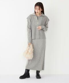 SHIPS Colors:〈手洗い可能〉ベスト × ニット ワンピース セット◇