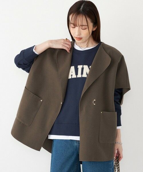 SHIPS / シップス ポンチョ | SHIPS Colors:ダブルフェイス ウールライク オーバー ジレ | 詳細18