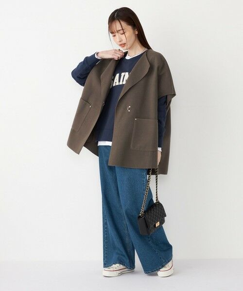 SHIPS / シップス ポンチョ | SHIPS Colors:ダブルフェイス ウールライク オーバー ジレ | 詳細21