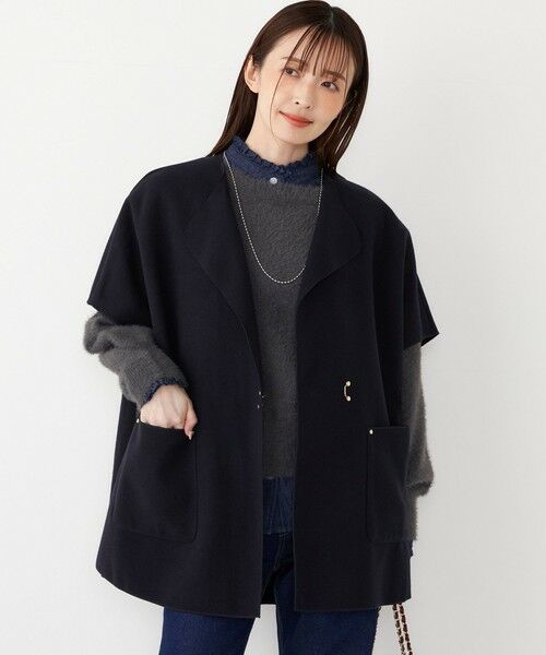 SHIPS / シップス ポンチョ | SHIPS Colors:ダブルフェイス ウールライク オーバー ジレ | 詳細26