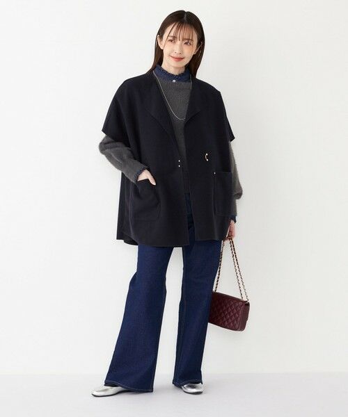 SHIPS / シップス ポンチョ | SHIPS Colors:ダブルフェイス ウールライク オーバー ジレ | 詳細29